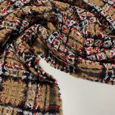 Exkluzivní buklé camel glenček s hedvábnou lurex stužkou