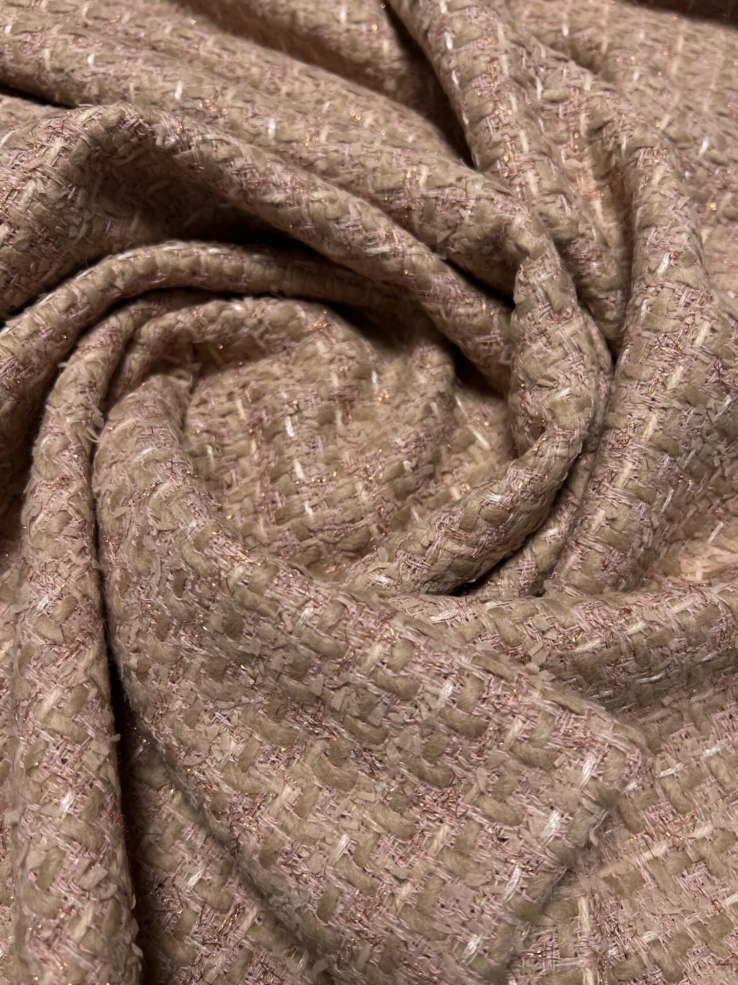 Exkluzivní buklé Antique Rose vlna s bavlnou - Poezie Látek